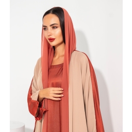 TWO COLOR MIX PLAIN SATIN CREPE ABAYA 